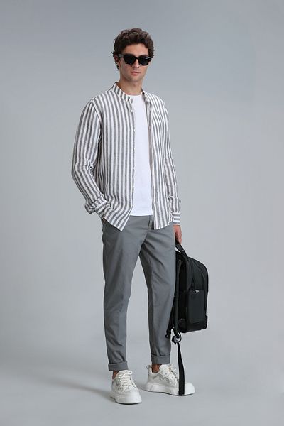 Lufian Ανδρικό παντελόνι Chino Green Slim Fit Tom Smart