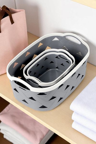 İronika 3-Piece Decorative Leather Look Cabinet Organizer Storage Box Kitchen Bathroom Organizer Basket Anthracite