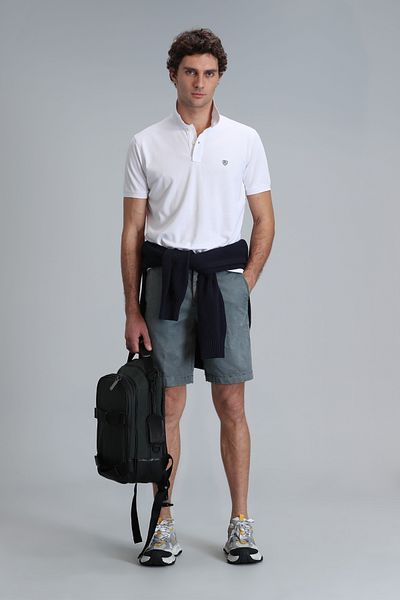 Lufian Laon Smart ανδρικό μπλουζάκι πόλο Slim Fit Λευκό