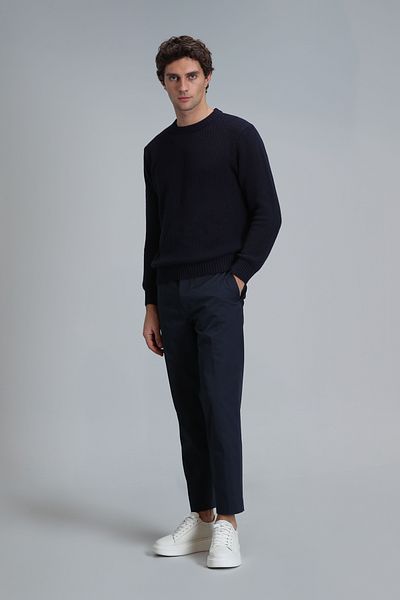 Lufian Ανδρικό παντελόνι Chino Navy Blue Slim Fit - Plus Smart
