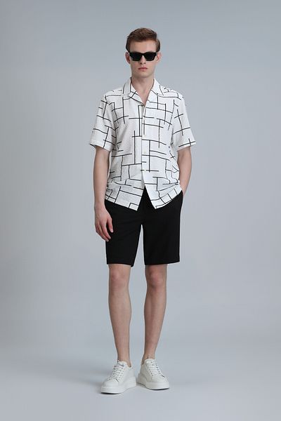 Lufian Ανδρικό μαύρο σορτς Chino με λεπτή εφαρμογή Daniel Sports