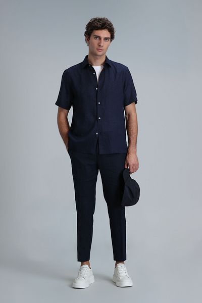 Lufian Karl Spor Men's Chino Trousers Slim Fit Navy Blue
