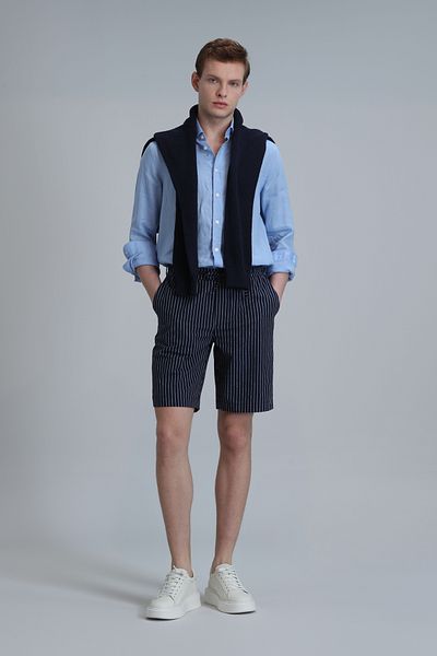 Lufian Ανδρικό σορτς Chino με λεπτή εφαρμογή Curtis Sports Navy Blue