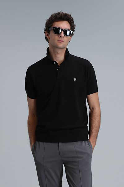 Lufian Ανδρικό μπλουζάκι πόλο Laon Smart Slim Fit Μαύρο