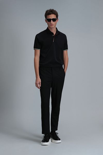 Lufian Men's Polo T-shirt - Black, Warm Smart