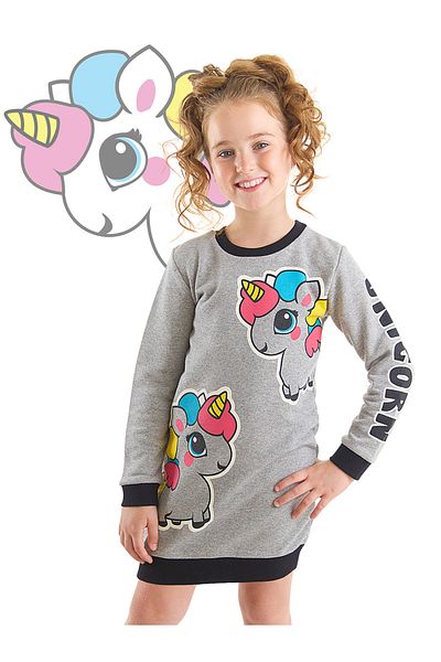 Denokids Φόρεμα Unicorn Girl Grey Sweat