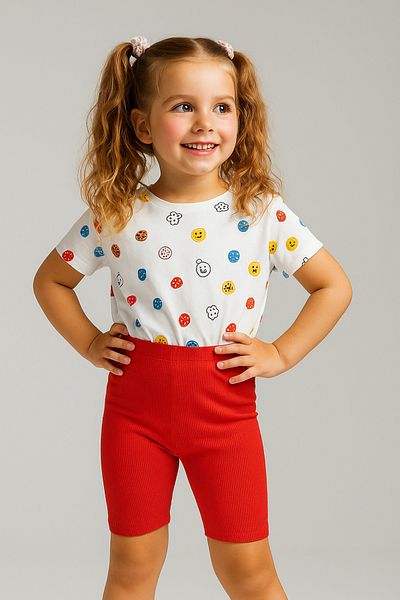 Paris Home 100% Cotton Ribbed Camisole Girls' Short Leggings Lycra High Waist Shorts Leggings