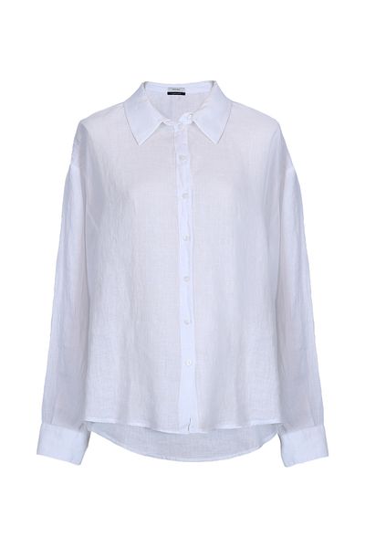Lufian White Linen Women's Shirt - Barri