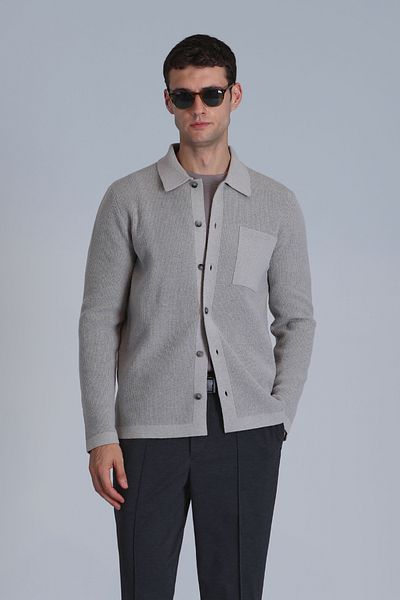 Lufian Solid Men's Cardigan Mink