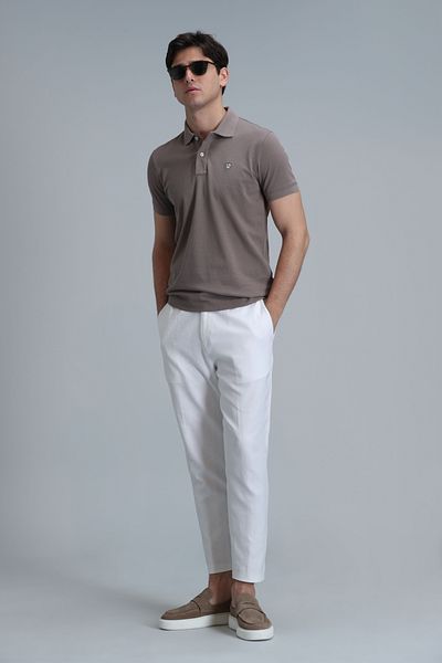 Lufian Smart ανδρικό μπλουζάκι Polo Slim Fit - Γήινος τόνος