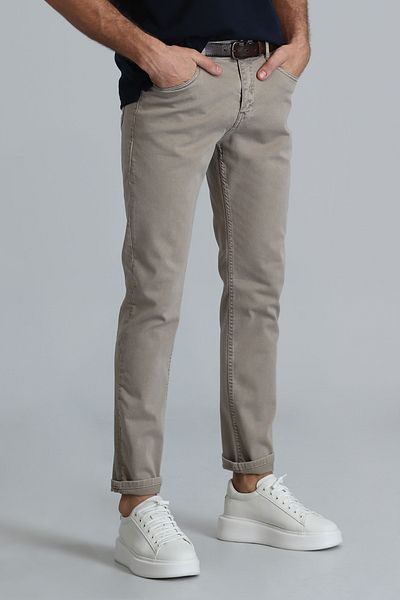 Lufian Ανδρικό παντελόνι Helt Sports 5 Pocket Slim Fit Camel Hair