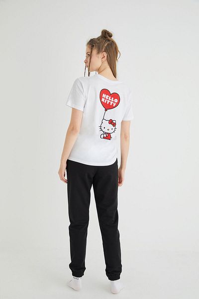 Hello Kitty Αδειοδοτημένο εμπριμέ λευκό μπλουζάκι κανονική εφαρμογή