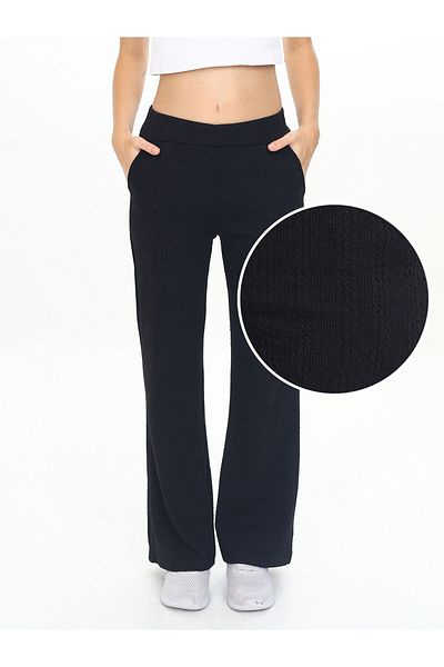 Denokids Schwarze Basic-Jogginghose für Mädchen mit Paspelierung