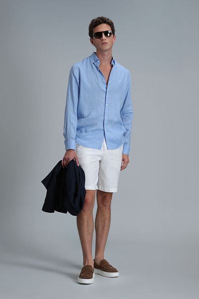 Lufian Pantaloni scurți Chino pentru bărbați - Slim Fit White, Peler Sport