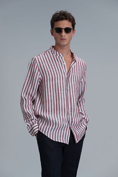 Lufian Ανδρικό πουκάμισο Comfort Fit Basic - Fast Claret Red