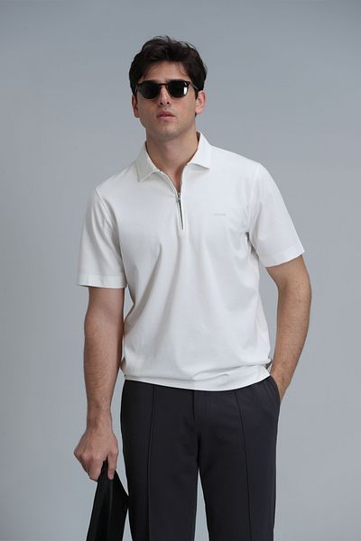 Lufian Tricou polo Robert Smart Off-White pentru bărbați