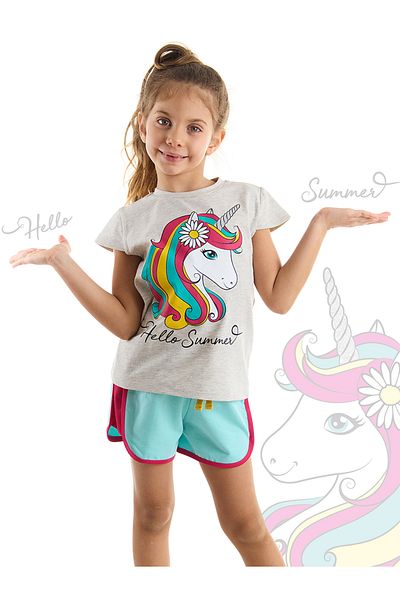 MSHB&G Virágos Unicorn Girl póló rövidnadrág szett