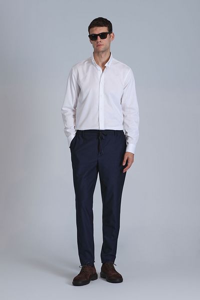 Lufian Cămașă de bază pentru bărbați Jakob Slim Fit, albă