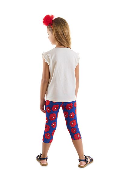 MSHB&G Rüschen-Set mit rotem Mohnblumen-Sommer-T-Shirt und Leggings für Mädchen