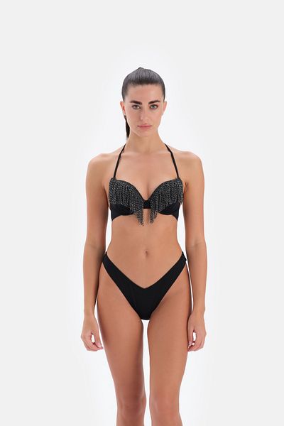 Eros Black Padded Bikini Set - Tassel Detail 3332Bk