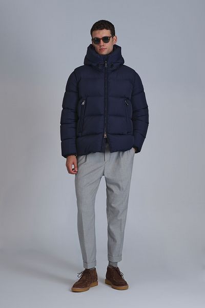 Lufian Ανδρικό παλτό Tommy Goose Feather Navy Blue