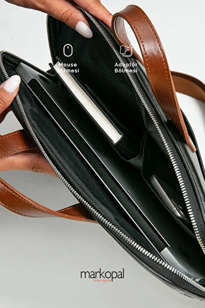 MORCA Macbook Strapped Notebook Bag Θήκη για tablet Laptop 13"-14" και 15"-16" Καπιτονέ δερμάτινη μπεζ