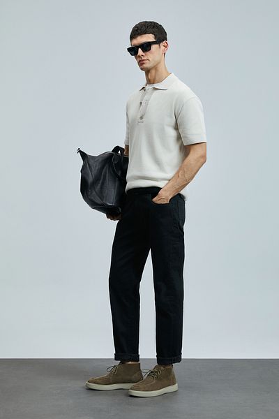 Lufian Ανδρικό παντελόνι Jashua Smart Jean Regular Fit Μαύρο
