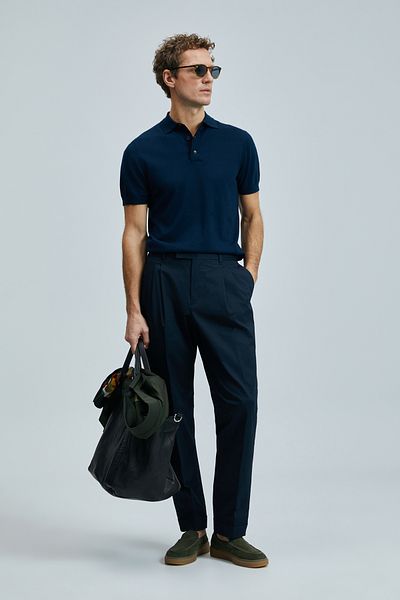 Lufian Ανδρικό πουλόβερ Derek με μείγμα μεταξιού Navy Blue