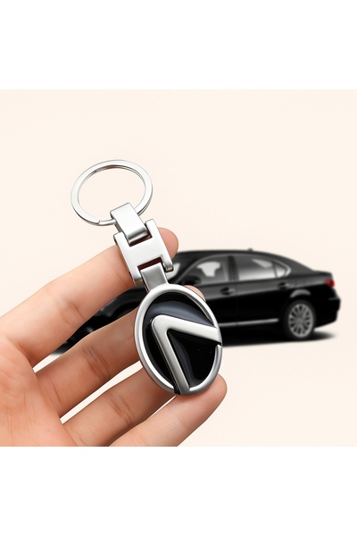 PERLOTUS سلسلة مفاتيح سيارة من الكروم مع شعار لكزس