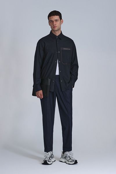 Lufian Ανδρικό σκληρό πουκάμισο Slim Fit - Dark Navy Blue