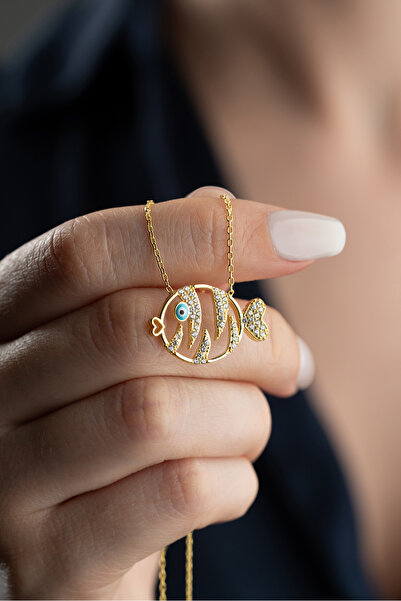 Silvano Jewelry 925 Ayar Gümüş Zirkon Taşlı Balık Kolye