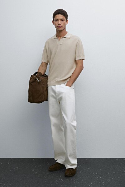 Massimo Dutti Dokulu triko kısa kollu polo yaka t-shirt