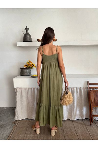 İLKCET MODA Γυναικείο φόρεμα με λουράκι Midi μήκους μπροστά με σχέδιο