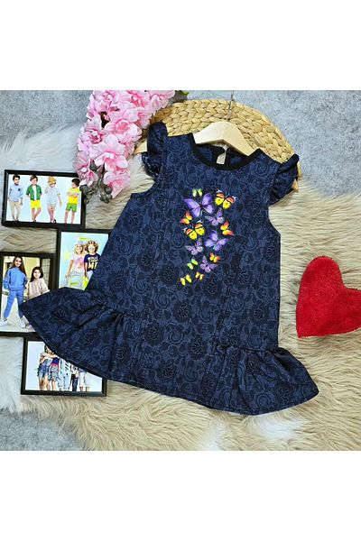 krm kerem bebe Rochie din denim cu volane pentru fete