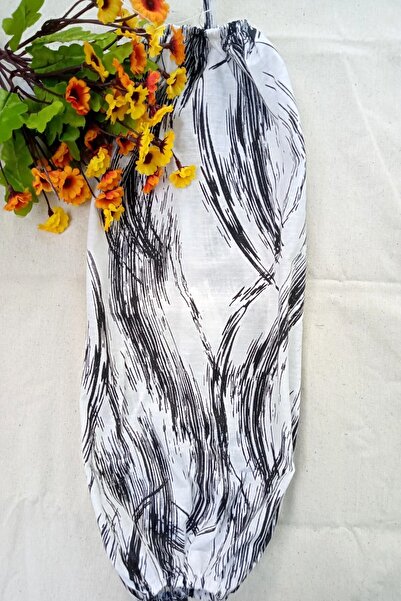 Emtory Home Siyah Mermer Desen Organizer Keten Çift Lastikli Poşetlik - Mutfak Organizer