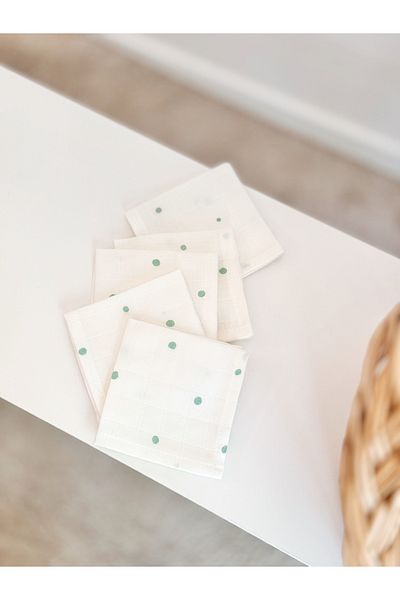Jr Bunnies Green Muslin Mouth Wipes - 100% Cotton 20X20