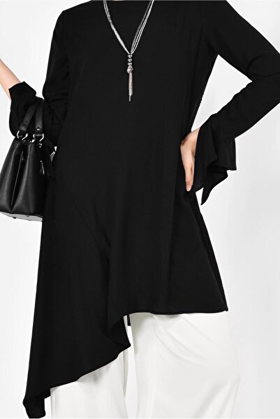 Alvina Asymetric Cut Pillise Detail Tunic 4852