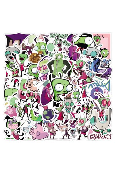 Choice X653-55pcs 55pcs Invader Zim Stickers Paster Cartoon Characters Anime Funny Decals Scrapbooking Diy