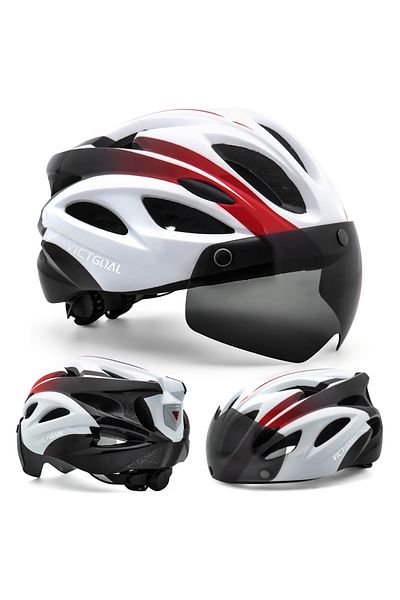 Choice Whiteblack Victgoal Bicycle Helmet For Men Taillight Magnetic Goggles Uv400 Lens Sun Visor Cycling H