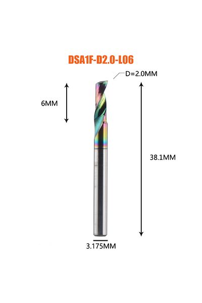 Choice Dsa1f-d2.0-l06 Dreanique 1pc 3.175 4 6 8mm Cnc Single Flute Solid Tungsten Carbide Alloy End Mill, D