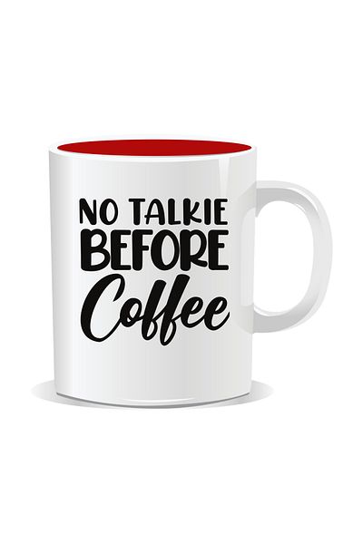 OEM Personalized coffee mug, No talkie before coffee - Red interior