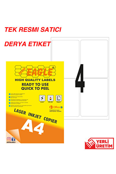 Derya Eagle Ac4003 99x139mm Laser/lazer A4 Etichetă autoadezivă
