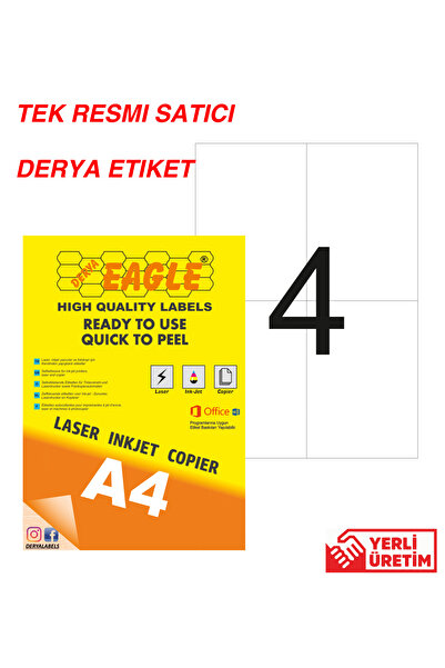 Derya Eagle Ac4030 105x148,5mm Laser/lazer A4 Etichetă autoadezivă
