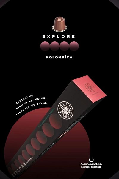 Kahve Dünyası Colombia Capsule Coffee 10 Box |   Compatible with All Capsule Coffee Machines |   100% Arabica