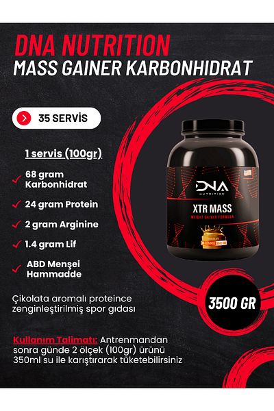 Dna Nutrition Xtr Mass Gainer Carbohydrate Powder 3500Gr Chocolate