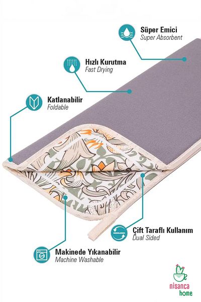 nisanca home Covoraș de uscare pentru vase din microfibră Uscător de blat pentru prosoape Husă de uscare Suport pentru vase super absorbant