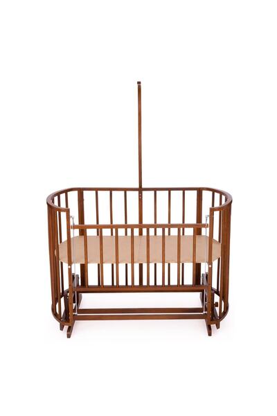 Bamgidoo Ahşap Beşik Anne Yanı Beşik Ceviz 60x120 - Uyku Setsiz Tek Yataklı Tekerlekli