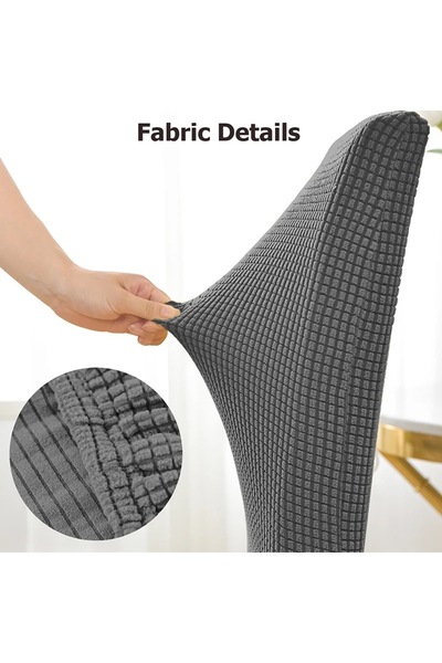 uzhanem 6 Pieces Lycra Chair Cover, Chair Cover Washable Piti Square Pattern Anthracite