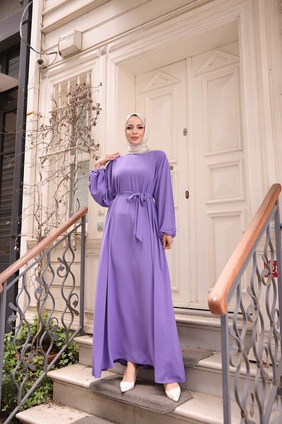 KADEEM Oversize Dress with Elastic Sleeves-Medina silk