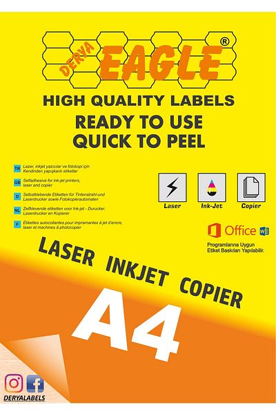 Derya Eagle Ac4010 63.5x38.1mm ليزر/ليزر A4 ملصق ذاتي اللصق
